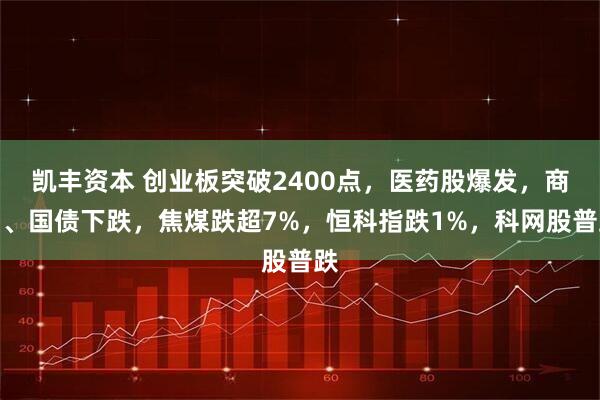 凯丰资本 创业板突破2400点，医药股爆发，商品、国债下跌，焦煤跌超7%，恒科指跌1%，科网股普跌